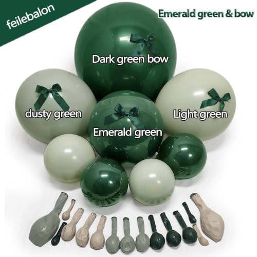 Double Stuffed Emerald Green Balloon Arch with Bow for Wedding Party Decor — view 3