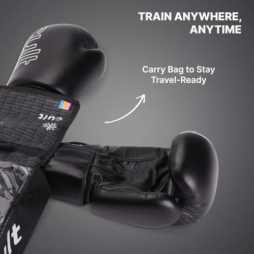 Image of Cult Boxing Gloves for Men & Women | Foam Padding | Punching Bag Gloves for Boxing, Training, Kickboxing, Muay Thai, MMA | 10 Oz Boxing Gloves | Black Green-White