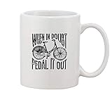 Microwave & Dishwasher Safe. When In Doubt Pedal It Out White Ceramic Coffee And Tea Mug