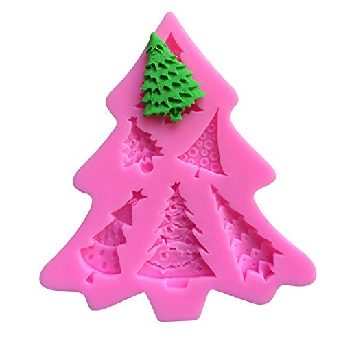 Efivs Arts 6 Christmas Trees Silicone Molds Fondant Mold Sugar Craft Tools and Gum Paste Mold Cake Decoration Tool