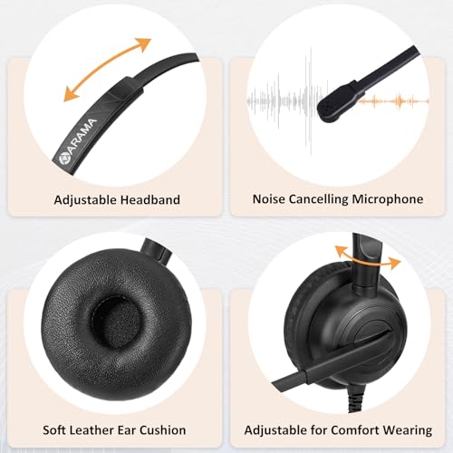 image for Arama Phone Headset 2.5mm with Noise Canceling Mic & Volume Control Ul