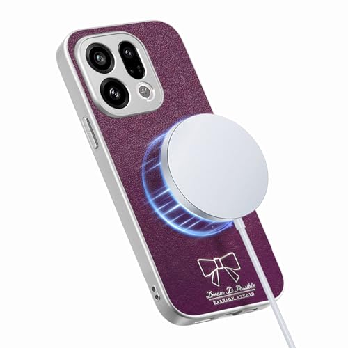 Image of for Oppo Find X9 5G Magnetic Case Butterfly Bow Pattern PU Leather + TPU + PC Shockproof Phone Cover - Purple