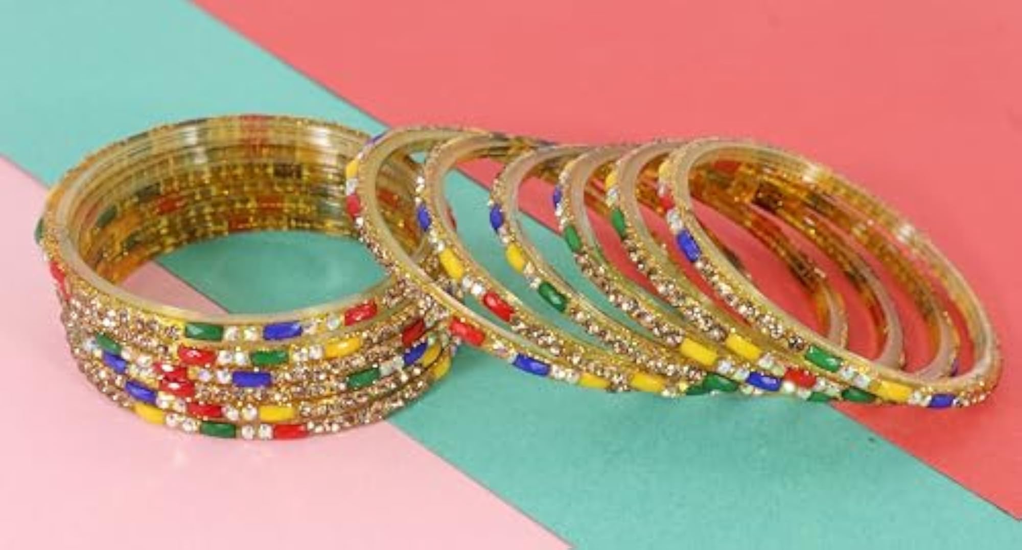 Stylish Green Glass Bangle Bracelet 2.8 Size