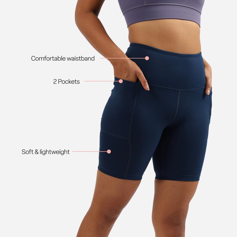 Image of Blissclub Ultimate Cycling Shorts Lite with 2 Pockets | Gym Shorts for Women Workout, Sports Shorts, Swim Shorts and Shapewear for Tummy