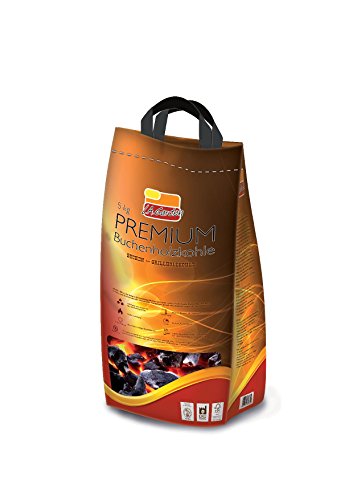 L.A. Garden Premium- Buchen- Holzkohle 5 kg Profi Grillkohle 81605- Hartholzkohle aus Buchenholz- lange Brenndauer gleichmäßige Glut