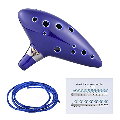 Entemah 12 Hole Ocarina Ceramic Alto C Vessel Flute Wind Musical Instrument