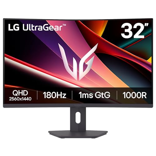 Image of LG 32-inch 32G600A-B, Ultragear VA Panel QHD (2560 x 1440) Curved Gaming Monitor, 180Hz, 1ms, 3000:1 Contrast, 99% sRGB, AMD FreeSync, HDMI, DisplayPort, Tilt /Height /Swivel Adjustable Stand, Black
