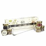 Gin Mix Kit de 6 Botánicos para gin tonic personalizable | Hibisco, Rosa, Enebro, Pimienta Rosa, Cilantro, Casia y Cucharilla de acero inoxidable | Selección aromática ideal para amantes de la Ginebra