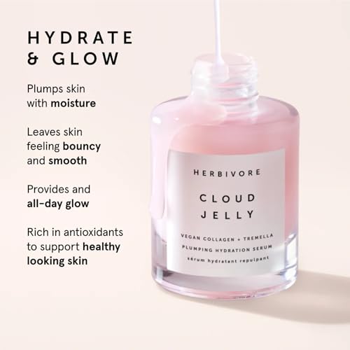 HERBIVORE Cloud Jelly Plumping Hydration Serum | Tremella Mushroom + Strawberry Extract, Lightweight, Deep Hydration for All Skin Types | Vegan, Plant-Based + Cruelty-Free, 30 mL / 1 oz - Image 4