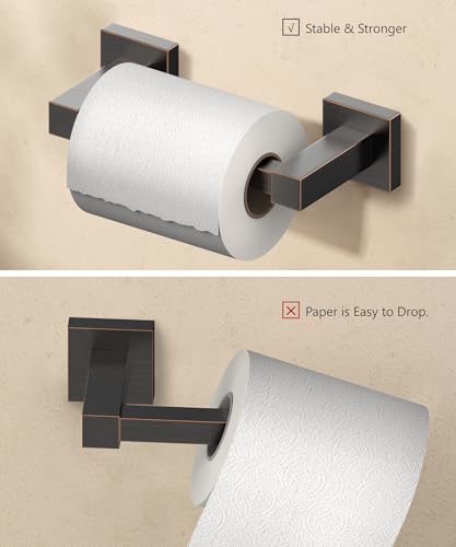 Image of FORIOUS Toilet Paper Holder Wall Mount, Stainless Steel Rustproof Double Post Pivoting Tissue Roll Holder for Bathroom, Commercial Toilet Paper Dispenser (Oil Rubbed Bronze, Square)