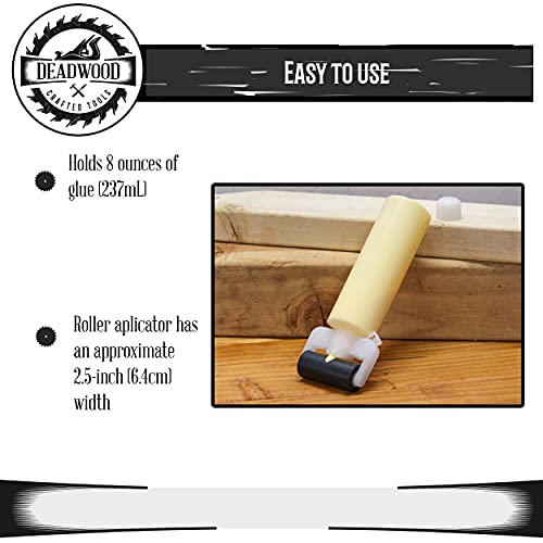 DCT Wood Glue Roller Applicator Bottle – 8 oz Ounce Wood Glue Bottle with Wood Glue Applicator Roller Dispenser & Cap