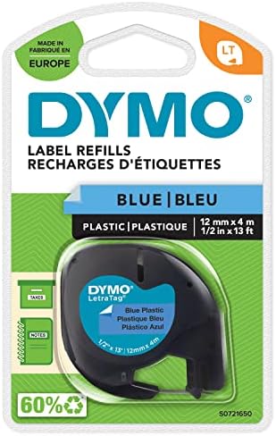 DYMO LT plástico etiquetas auténticas | Negro sobre azul | 12 mm ...