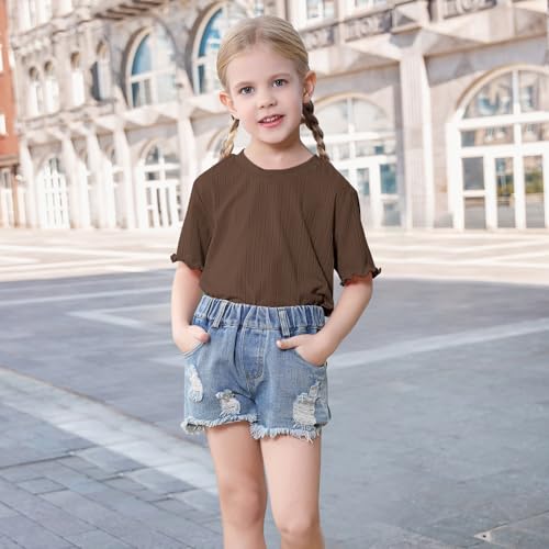 DREAM BUS 3 Pack Toddler Girl Ruffled T-Shirts Baby Girl Short Sleeve Tee Tops Little Girl Undershirts Summer Round Neck Tops2