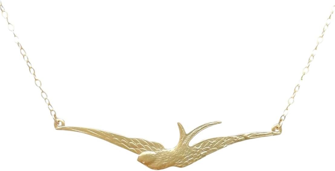 Flying Sparrow Gold-Filled or Sterling Silver Necklace • Delicate Bird Charm Pendant on Fine Gold Chain • Minimalist Daily Piece • Gift for Her, Anniversary, Graduation