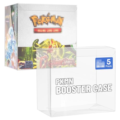 HTRYBNES Clear PKMN Booster Box Protector Case 5 Pack PET Plastic Display Cases for Sealed Booster Boxes PET Protective Storage for Collectors 0.5mm Thick (5.47x3.26x4.88 inch)