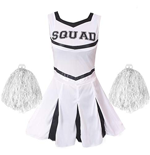 I LOVE FANCY DRESS LTD Disfraz DE Animadora Musical Blanca para Adultos con PONPONS Blancos Fiestas TEMATICAS (M)