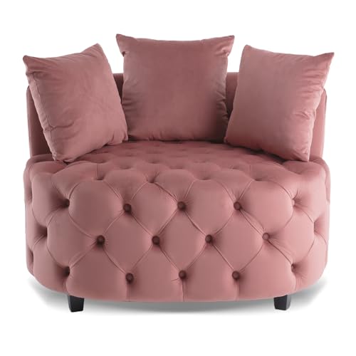 Sillón redondo terciopelo rosa moderno miniatura 1