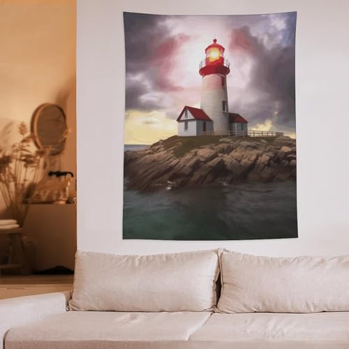 Tapisserie d'art abstrait grand format déco murale phare imprimé tissu polyester