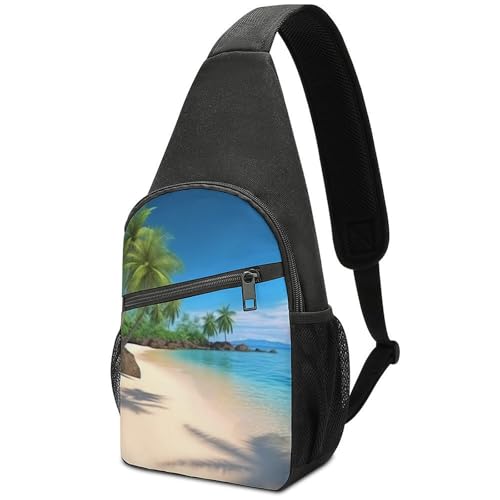Mochila de Pecho Sling Bag con Estampado Playero Blanca miniatura 1