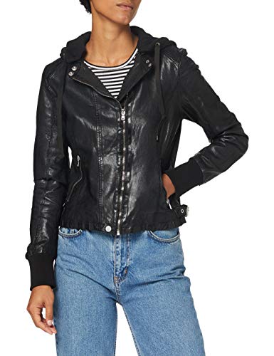 Freaky Nation Glance up-FN Chaqueta de Cuero, Negro, XL para Mujer