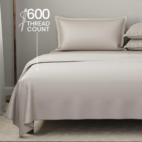 Image of BOUTIQUE LIVING Luxe Loom 100% Cotton 600 TC Wild Mushroom (Dark Grey) Dyed King Bedsheet Set
