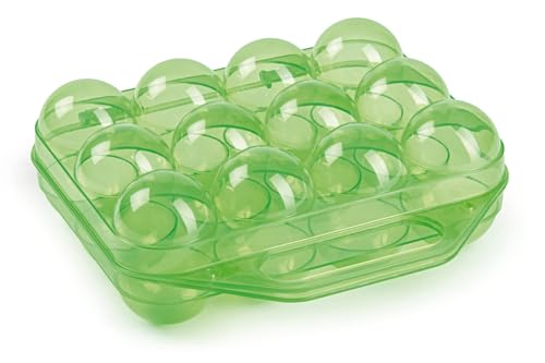 Agrarzone Box portauova 12 posti Verde - Plastica alimentare, Trasportabile e lavabile - Ideale per uova di gallina e quaglia (fino a taglia l) - Pratico manico per un trasporto sicuro e igienico