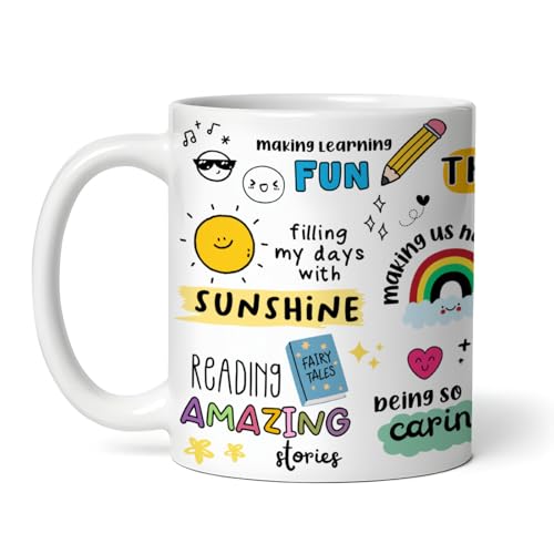 Image of DAYS Thank You Teacher Doodle Coffee Mug, Appreciation Mug with Lovely Messages /Gift for Teacher's, Birthday or Special Ocassion, Ceramic Mug Coffee /Tea Cup, Gift for Sir /Mam - 325 Ml