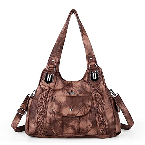 Image of Angel Kiss Purses and Handbags for Women Washed Vegan Leather Crossbody Hobo Satchel Shoulder Tote Purse