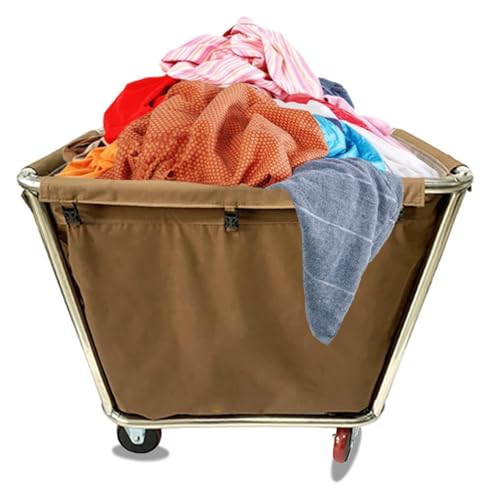 JINMLBO Commercial Laundry Trolley Laundry Bins On Wheels Heavy Duty Linens Laundry Cart Housekeeping Carts for Home Laundry Room Hotel(Brown)