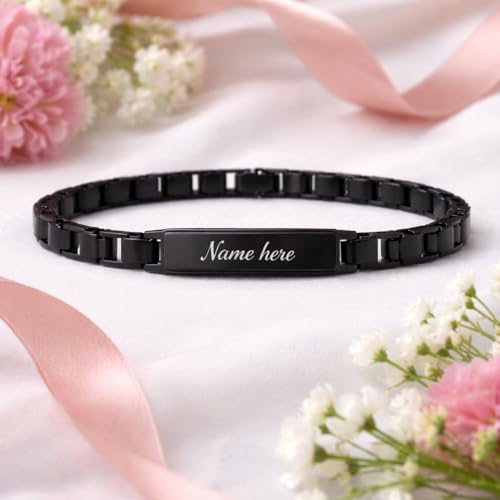 Image of Personalized Bracelet For Men - Adjustable Name Engraved Stainless Steel Bracelet Custom Gift for Him