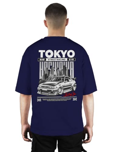 Image of Buy That Trendz Mens Oversized Tshirt Black & White Car Printed Crew Neck Cotton Drop Shoulder Half Sleeve Stylish Tshirt