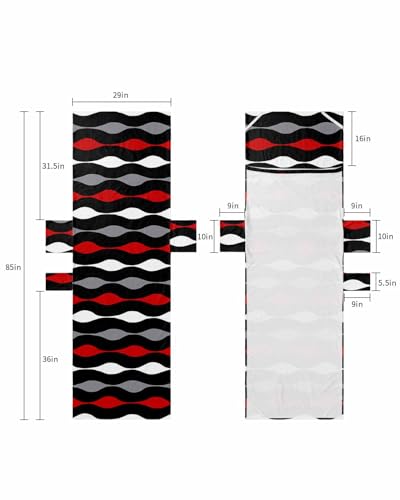 Red Black Stripe Beach Chair Cover with Side Pockets, Microfiber & Quick Dry Pool Chaise Lounge Chair Towels Covers for Sun Sunbathing Patio Garden Hotel, Boho Grey White Bohemian Modern Geometric