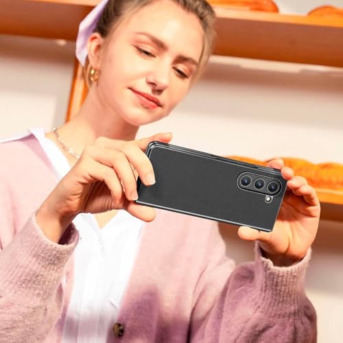 Image of TechTrendz Anti Slip Protective Leather Back Cover with Electroplated Frame Compatible for Samsung Galaxy Z Fold 6 5G - (Black)
