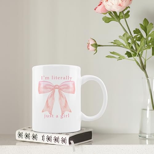 Taza de porcelana rosa con moño y capacidad 11 oz miniatura 2