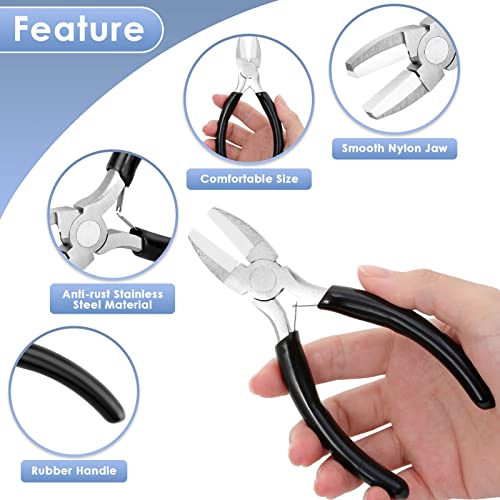 Image of Billbotk Nylon Jaw Pliers for Jewelry Making - Flat Nose, Soft Jaw Pliers for Chain Making