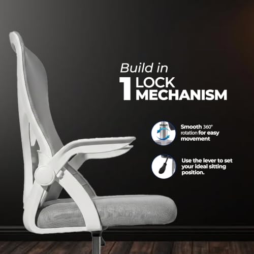 Image of HAVAI Aero Ergonomic Office Chair with Reclining & Folding Back | Net Cloth Fabric | 60D Recycled Foam + 24D Virgin Cotton | Class 2 Gas Lift | Nylon Base & Wheels (Grey)