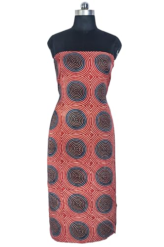 Image of Ethnics of Kutch Women's Ajrakh Modal Silk Natural Dye Hand Block Print Unstitched Kurta Fabric (For Lenght - Refer Bullet Point Below)