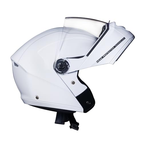 Image of Royal Enfield MOD Adroit Modular Flip up Helmet | ISI Certified | Thermosplastic Shell | Micrometric Lock | UV Treated & Scratch Resistant Visor |White (L) 60 CM