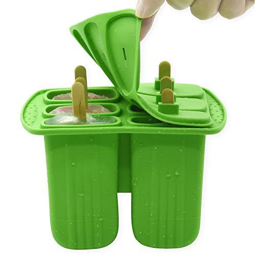 Bangp Popsicle Molds,6 Pieces Popsicles Molds Silicone Bpa Free,Homemade Popsicle Maker,Reusable Easy Release Ice Pop Molds For Kids Adults,With 50 Popsicle Sticks And 50 Popsicle Bags(Green) #TOP1