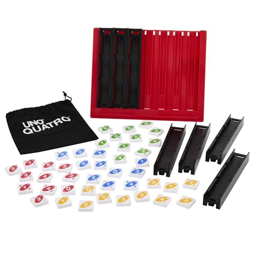 Image of Mattel Games UNO Quatro Game with Colored Tiles & Plastic Grid for Adult, Family & Parties, 2 to 4 Players Ages 7 Years Old & Up​​​