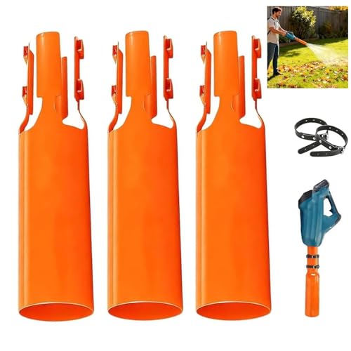 Image of Leaf Blower Air Booster, Universal Blower Air Booster Attachment, 3PCS Stainless Steel Leaf Blower Nozzle Attachment, Fits 2-3 Inch Nozzle, Lawn and Yard Cleanup Artifact (Orange)