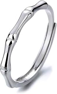 1PC Silver Bamboo Engagement Ring for Couple Adjustable Bamboo Bone Couple's Ring Promise Wedding Rings for Women Men