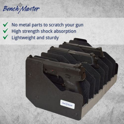 Benchmaster Pistol Rack, Handgun Safe Storage, Holds 8 Pistols, Secure Gun Holder Organizer, Kydex And High-Density Foam, No Metal, Lightweight, Sturdy, No Flex, Made In Usa #TOP5