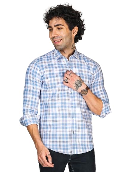 Image of Allen Cooper Checks Shirts for Men - 100% Cotton Comfort Fit Casual and Formal Shirt - Breathable, Soft, Classic Style (Multiple Colors)