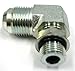 AF C5515-04-03 - 1/4 Male JIC (7/16'-20 Threads) x 3/16 Male O-Ring Boss (3/8'-24 Threads) - 90Â° Straight Thread Elbow