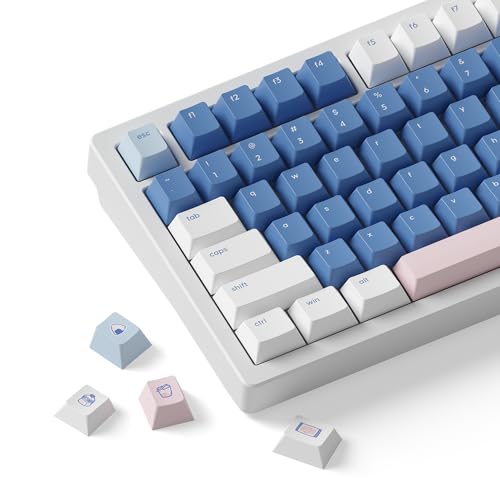 dokodoko Tokyo Mart Keycaps - PBT Cherry Profile, Dye-Sub, 168 Keys, Cute Minimalist Pastel Set for...