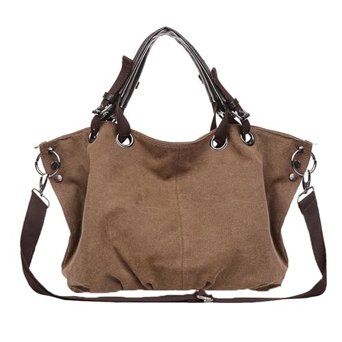 レディース大きな大容量郵便配達バッグたくさん入れることができます2 wayショルダーバッグキャンバス旅行通勤学校ママバッグ (コーヒー)