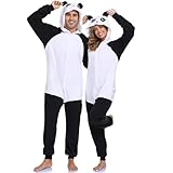 GOGOBOND Unisex Adult Onesies, Halloween Costume One Piece Fleece Long Sleeve Panda Pajamas Sleepwear Homewear for Women Men XXL