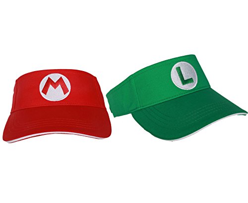 Xcoser Super Mario Tennis Hat Mario Luigi Red & Green