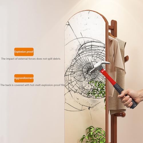 360° Rotating Full Length Mirror with Solid Wood Coat Rack - Stylish 2-in-1 Space-Saving Floor Mirror and Hanger for Bedroom, Living Room & Entryway